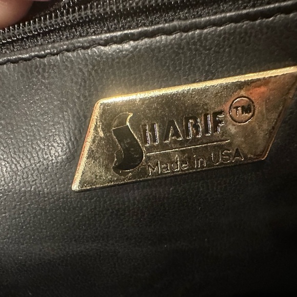 Vintage Sharif Patchwork Leather Shoulder Bag Cream Black Gold Made in USA - Picture 4 of 12